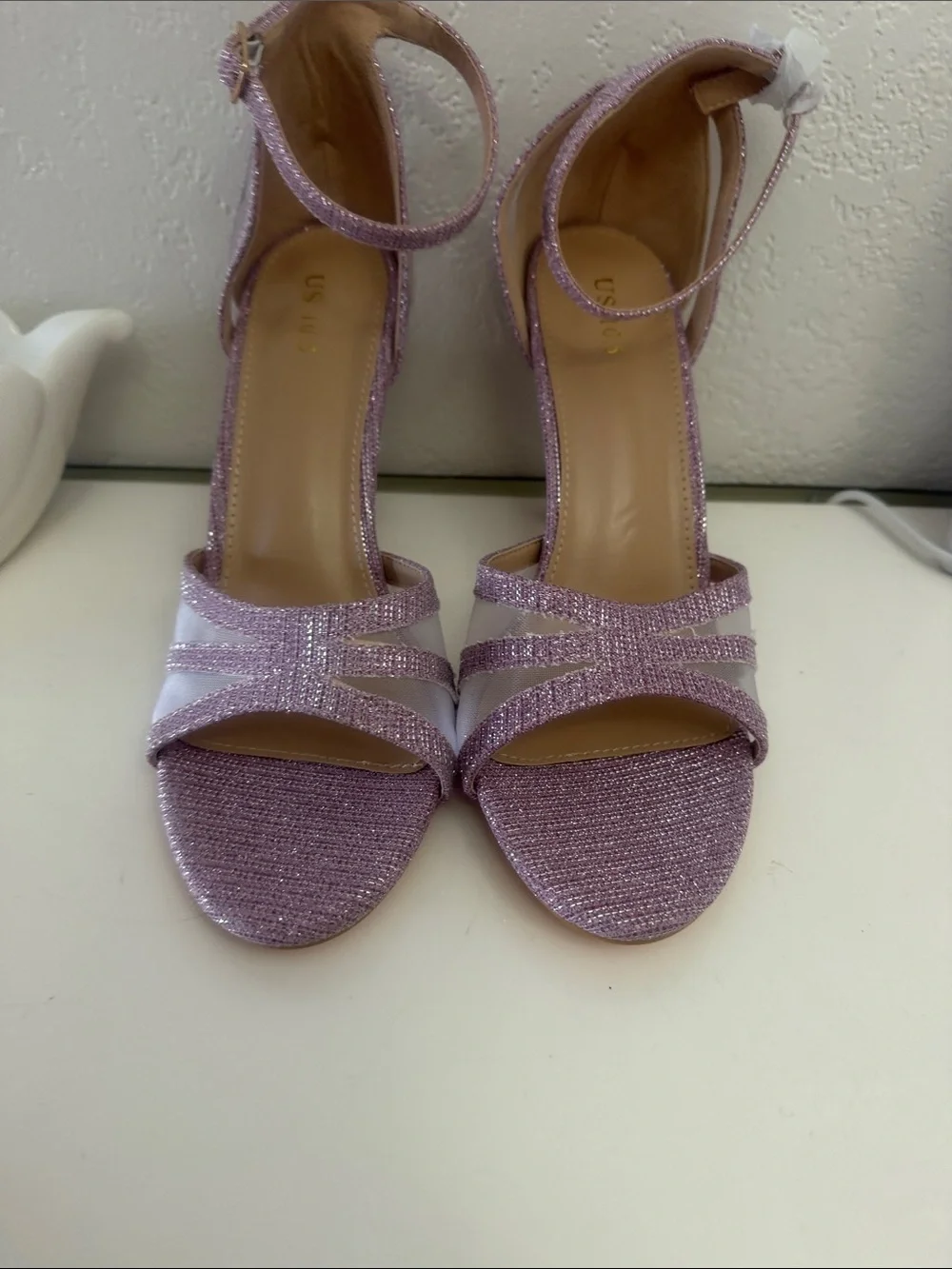 Shimmering Pink Ankle-Strap Stiletto Sandal